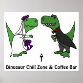 Funny T-rex Dinosaurier Bride und Groom Poster (Vorne)