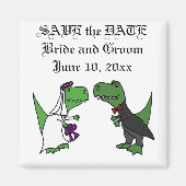 Funny T-rex Dinosaurier Bride und Groom Wedding Ar Magnet (Vorne)