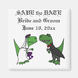 Funny T-rex Dinosaurier Bride und Groom Wedding Ar Magnet