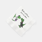 Funny T-rex Dinosaurier Bride und Groom Wedding Ar Serviette (Ecke)