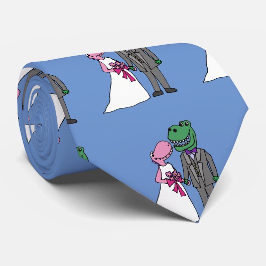 Funny T-rex Dinosaurier Bride und Groom Wedding Krawatte (Gerollt)