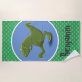 Funny t rex Dinosaurier Cartoon Illustration Strandtuch (Vorderseite)