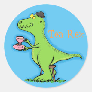 Funny T rex dinosaurier Cartoon Runder Aufkleber