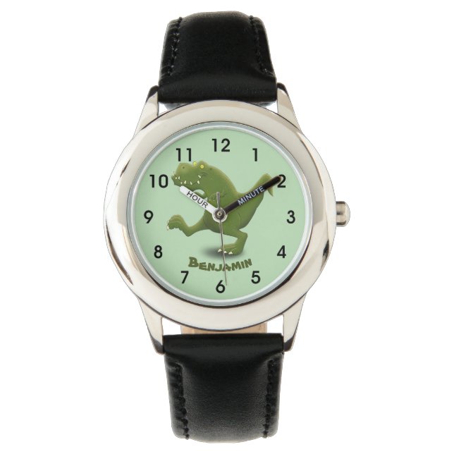 Funny T rex dinosaurier Cartoon Spaß Armbanduhr (Vorderseite)