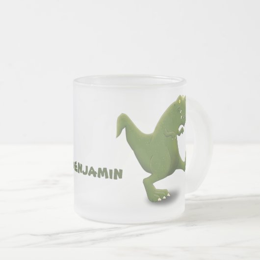 Funny T rex dinosaurier Cartoon Spaß Mattglastasse (VorderseiteRechts)