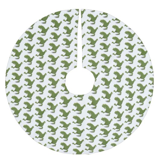 Funny T rex dinosaurier Cartoon Spaß Polyester Weihnachtsbaumdecke (Vorderseite)