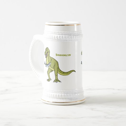 Funny T rex dinosaurier Illustration Bierglas (Vorderseite Links)