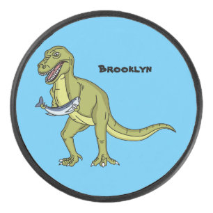 Funny T rex dinosaurier Illustration Eishockey Puck