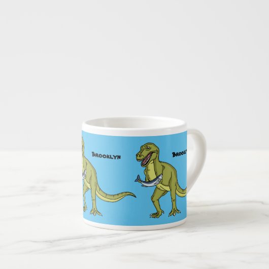 Funny T rex dinosaurier Illustration Espressotasse (Vorderseite Rechts)