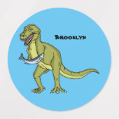 Funny T rex dinosaurier Illustration Etiketten (Design 2)