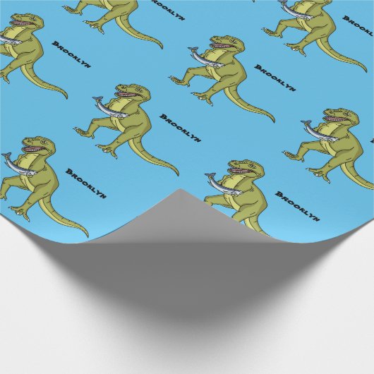 Funny T rex dinosaurier Illustration Geschenkpapier (Ecke)