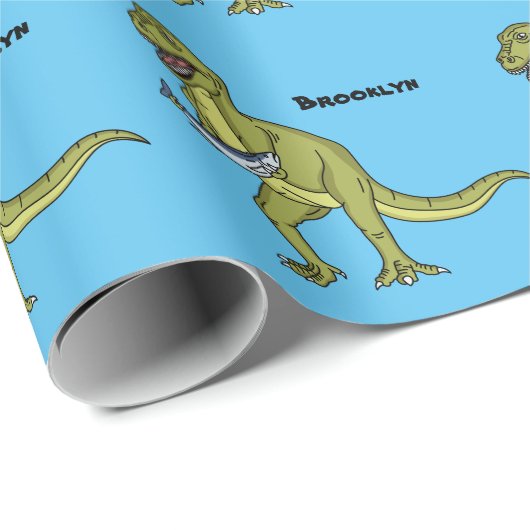 Funny T rex dinosaurier Illustration Geschenkpapier (Rolleneckpunkt)