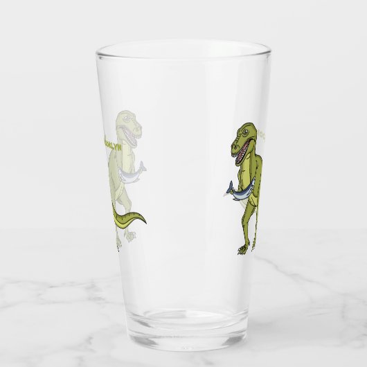 Funny T rex dinosaurier Illustration Glas (Links)