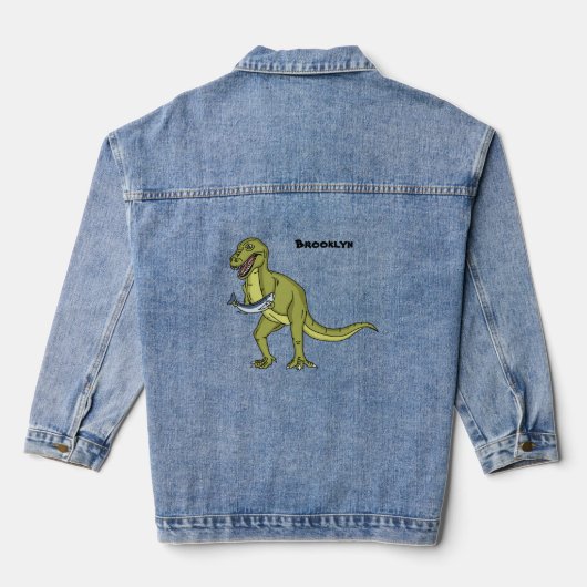 Funny T rex dinosaurier Illustration Jeansjacke (Rückseite)