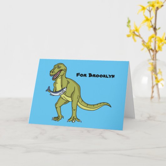 Funny T rex dinosaurier Illustration Karte (Gelbe Blume)