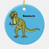 Funny T rex dinosaurier Illustration Keramik Ornament (Hinten)