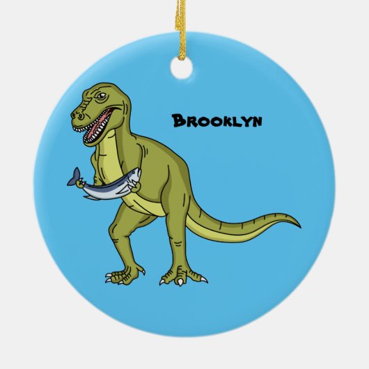 Funny T rex dinosaurier Illustration Keramik Ornament (Hinten)