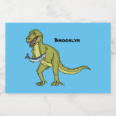 Funny T rex dinosaurier Illustration Lebensmitteletikett (Einzelnes Label)