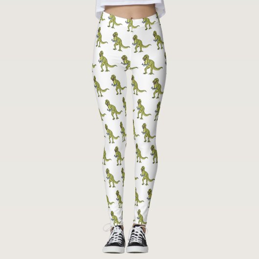 Funny T rex dinosaurier Illustration Leggings (Vorderseite)