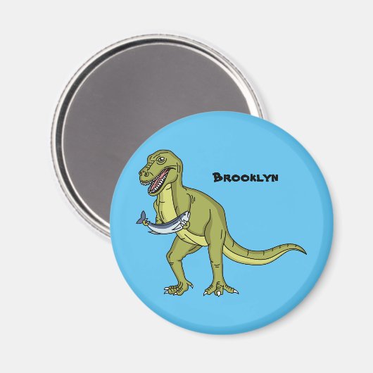 Funny T rex dinosaurier Illustration Magnet (Vorderseite/Rückseite)