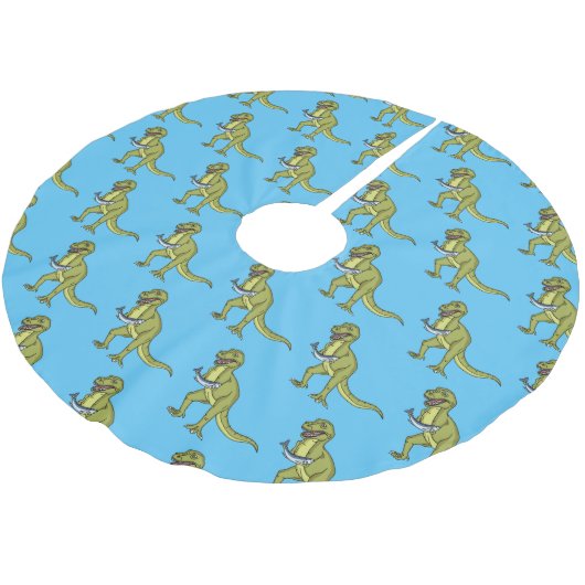 Funny T rex dinosaurier Illustration Polyester Weihnachtsbaumdecke (Schrägansicht)