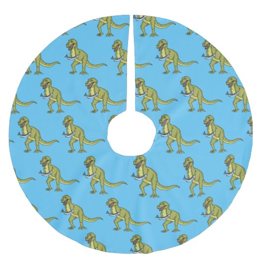 Funny T rex dinosaurier Illustration Polyester Weihnachtsbaumdecke (Vorderseite)