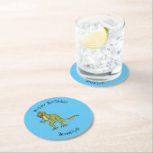 Funny T rex dinosaurier Illustration Runder Pappuntersetzer (Vor Ort)
