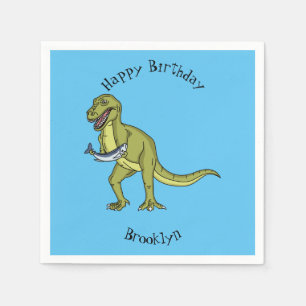 Funny T rex dinosaurier Illustration Serviette