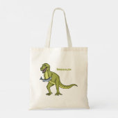 Funny T rex dinosaurier Illustration Tragetasche (Rückseite)