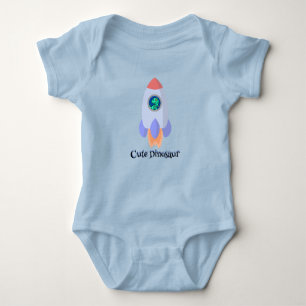 Funny T-rex Dinosaurier Rakete Kind Schulkind Gebu Baby Strampler
