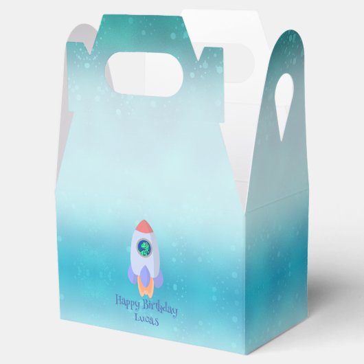 Funny T-rex Dinosaurier Rakete Kind Schulkind Gebu Geschenkschachtel (Geöffnet)