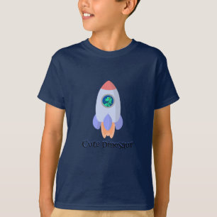 Funny T-rex Dinosaurier Rakete Kind Schulkind Gebu T-Shirt