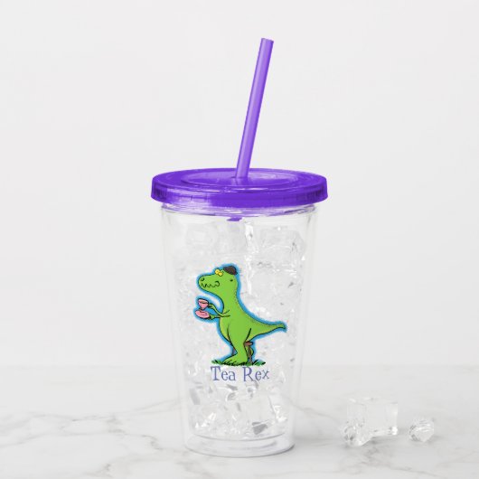 Funny T rex dinosaurier trinken Tee Cartoon Acryltrinkbecher (Rückseite Ice)