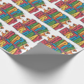 Funny T-rex Dinosaurier und farbenfroher Block Geb Geschenkpapier (Ecke)