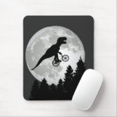 Funny T-Rex Fliegen auf dem Fahrrad mit Vollmond Mousepad (Mit Mouse)