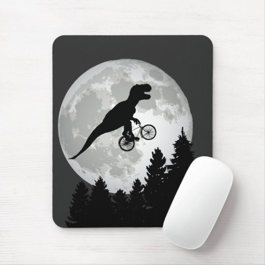 Funny T-Rex Fliegen auf dem Fahrrad mit Vollmond Mousepad (Mit Mouse)