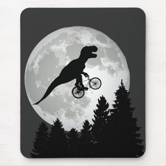Funny T-Rex Fliegen auf dem Fahrrad mit Vollmond Mousepad (Vorne)