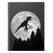 Funny T-Rex Fliegen auf dem Fahrrad mit Vollmond Notizblock (Vorderseite)