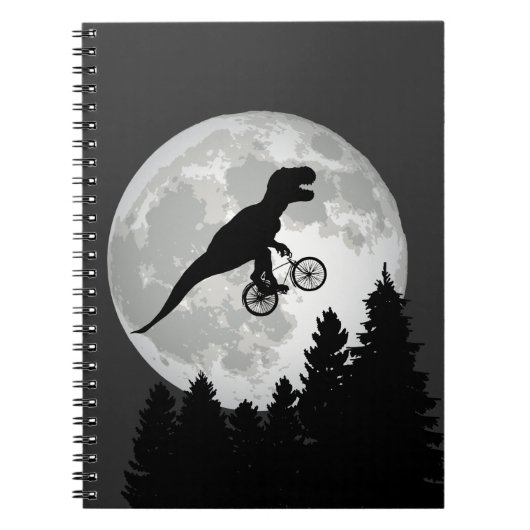 Funny T-Rex Fliegen auf dem Fahrrad mit Vollmond Notizblock (Vorderseite)