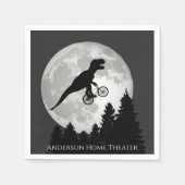 Funny T-Rex Fliegen auf dem Fahrrad und Vollmond Serviette (Vorderseite)