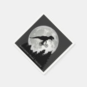 Funny T-Rex Fliegen auf dem Fahrrad und Vollmond Serviette (Ecke)