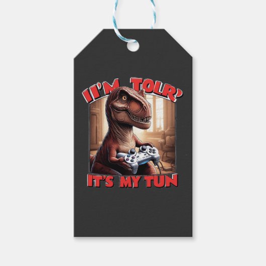 Funny T-Rex Gamer Quote Design Geschenkanhänger (Vorderseite)