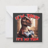 Funny T-Rex Gamer Quote Design Mitteilungskarte (Vorderseite)