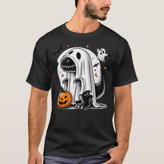 Funny T-Rex Ghost Dinosaur Halloween Costume Tyran T-Shirt (Vorderseite)