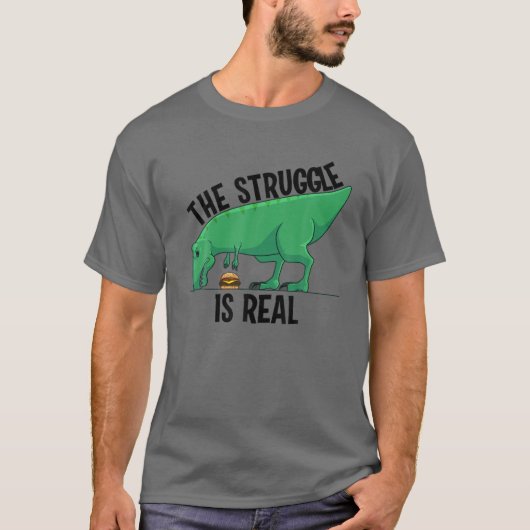 Funny T-rex Hamburger Geschenk Cool der Kampf ist T-Shirt (Vorderseite)