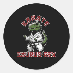 Funny T-rex Karate Dino Martial Arts Children Runder Aufkleber