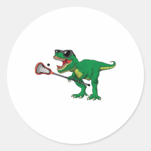 Funny T Rex Lacrosse Dinosaur Lax Boys Lacrosse Te Runder Aufkleber
