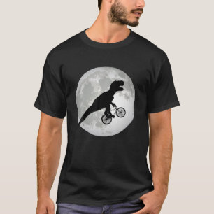 Funny T Rex Reitrad mit Vollmond Silhouette T-Shirt