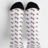 Funny T-Rex Santa Dinosaur Weihnachten Socken (Oben)