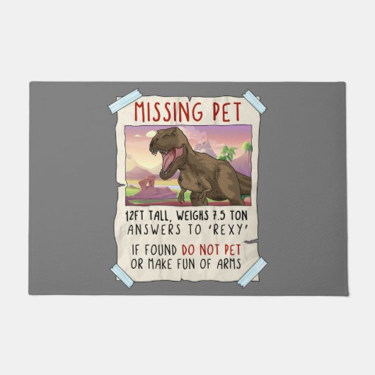 Funny T Rex Tshirt, Funny Missing Pet Tee, Dinosau Fußmatte (Vorderseite)